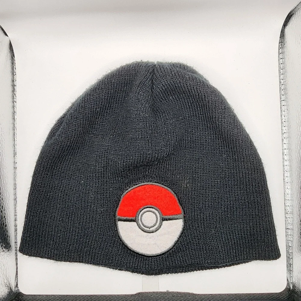 Pokemon Pokeball Kids‎ Beanie Hat Black Knit Nintendo Cartoon Network
